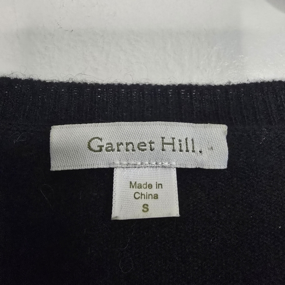 Garnet Hill Black 100% Cashmere Shirttail Pullover Sweater Layered Silk lace tri - Picture 7 of 9